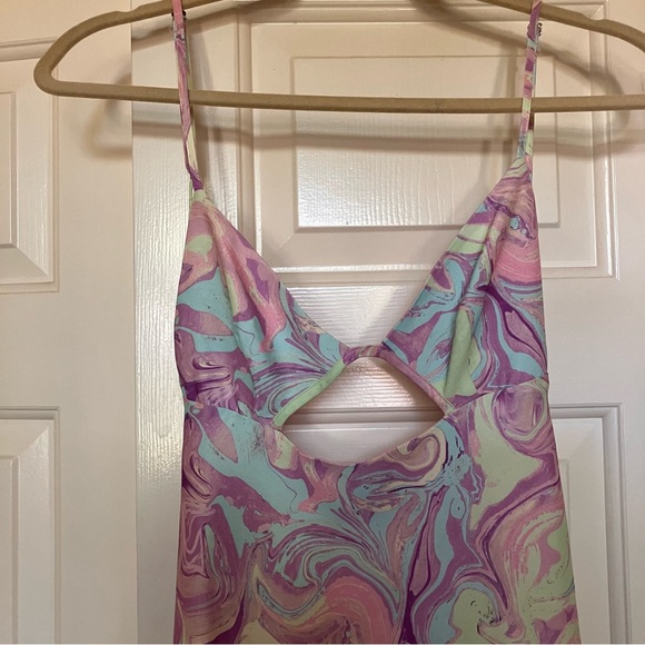 NWT ZARA Marble Pattern Satin Dress with Cut Out Detail Size XS - Picture 7 of 10